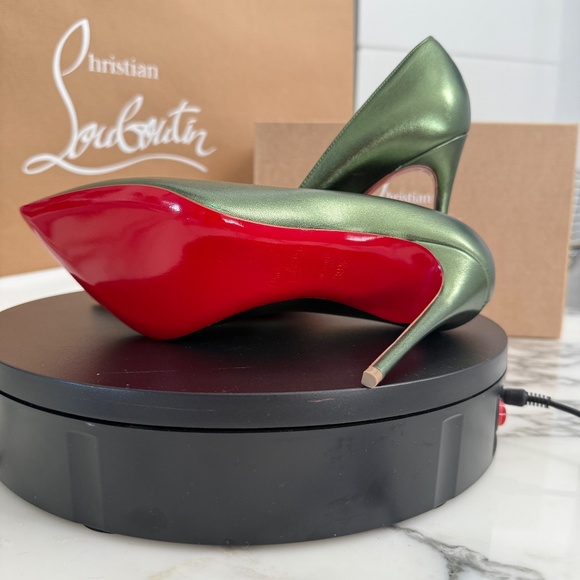 Christian Louboutin 1240718 Green Leather Kate 100 Nappa Laminate Heels 39.5, 40 - Picture 11 of 12